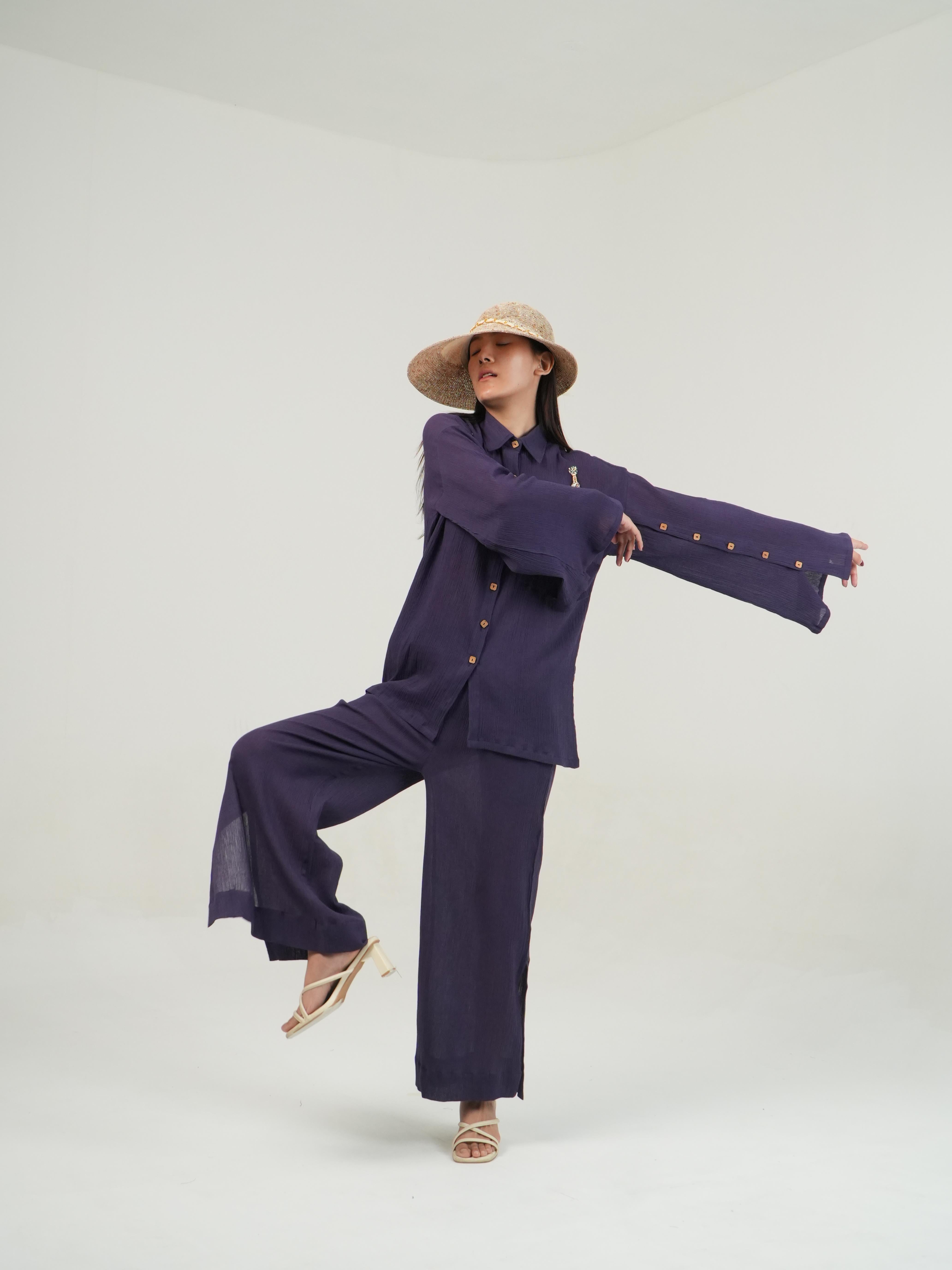 Vanshitaaz Mulberry Purple Crinkled Cotton Top