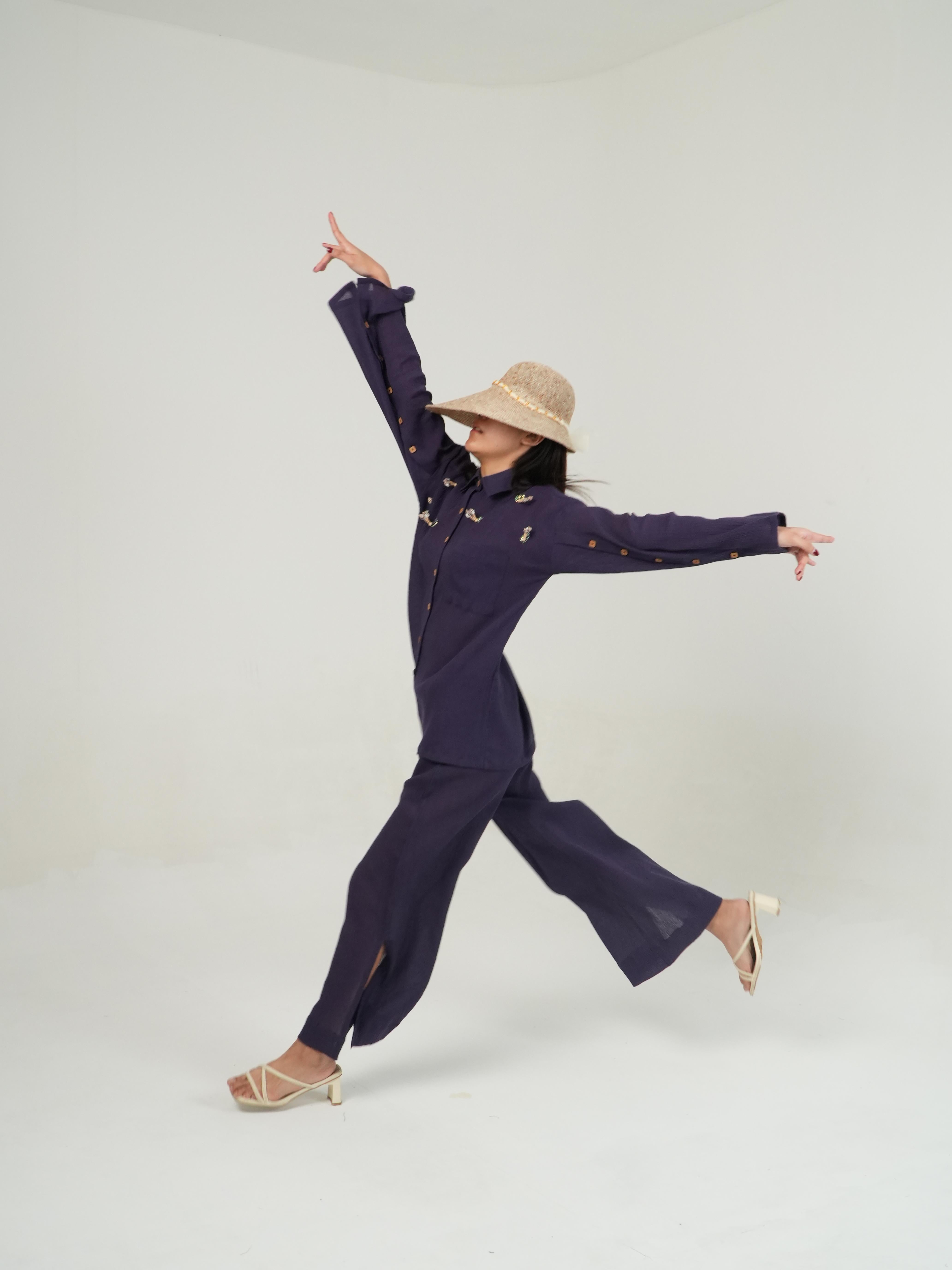 Vanshitaaz Mulberry Purple Crinkled Cotton Top