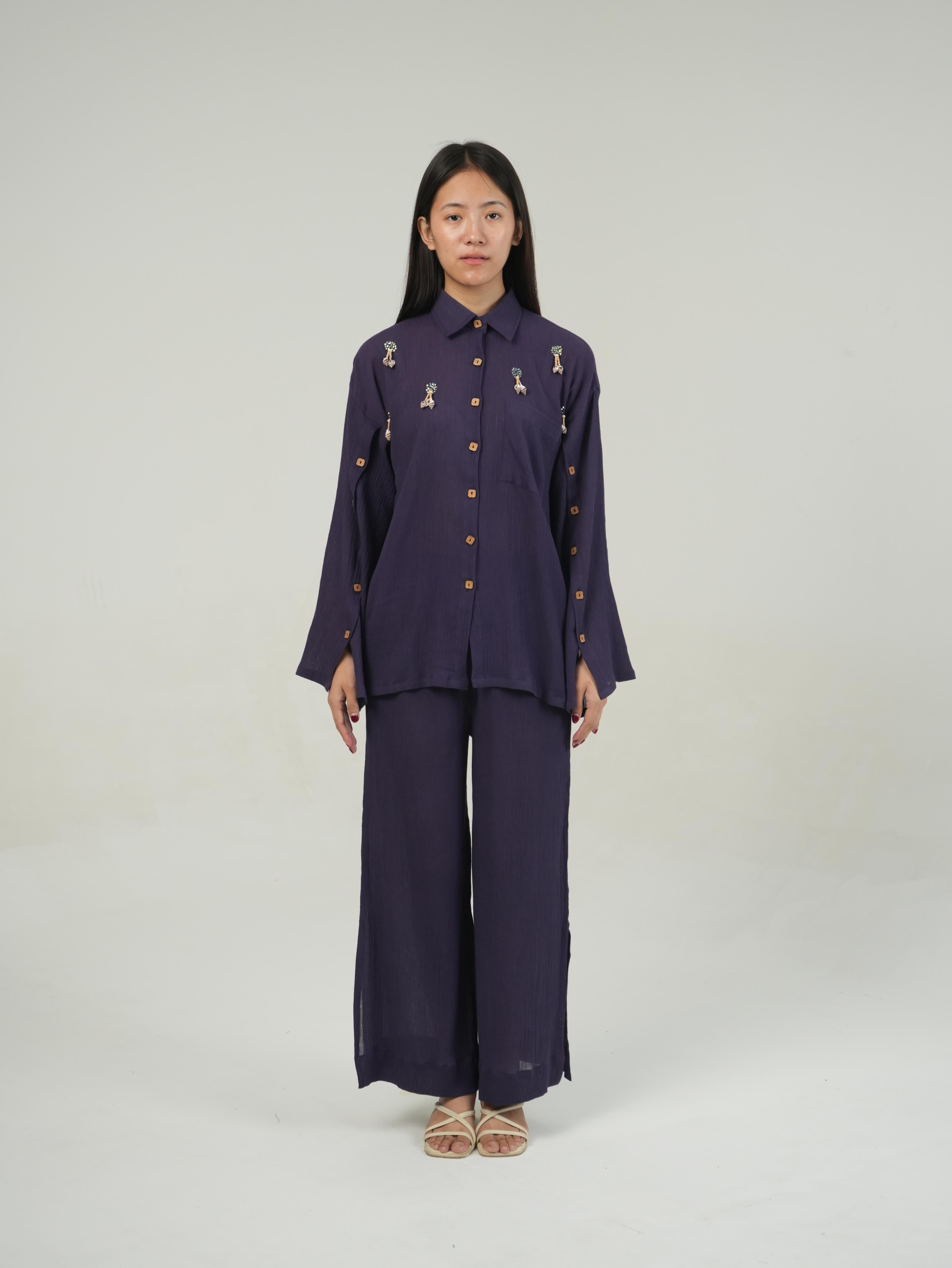 Vanshitaaz Mulberry Purple Crinkled Cotton Top