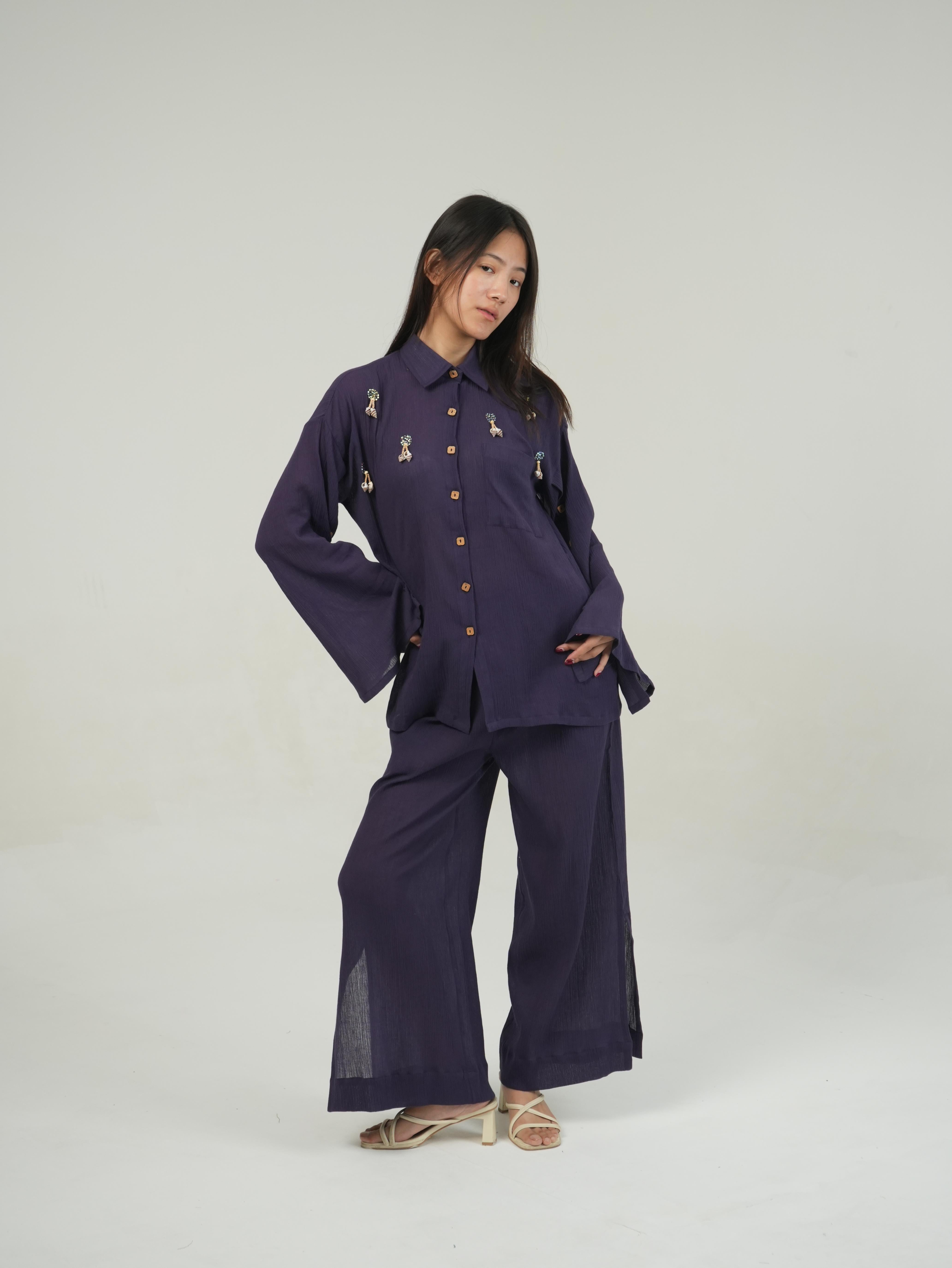 Vanshitaaz Mulberry Purple Crinkled Cotton Top