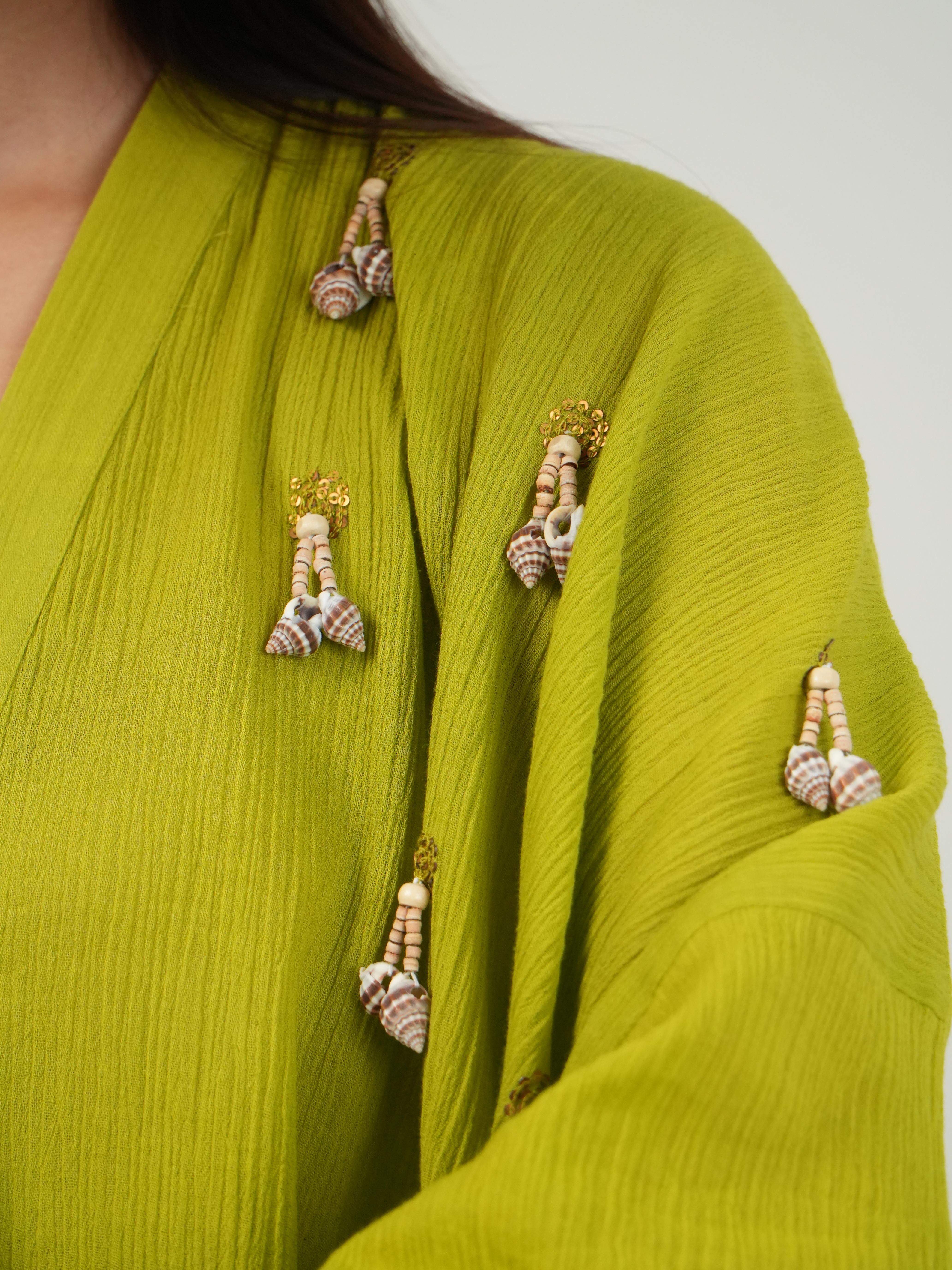 Vanshitaaz Lime Green Crinkled Cotton Co-ord