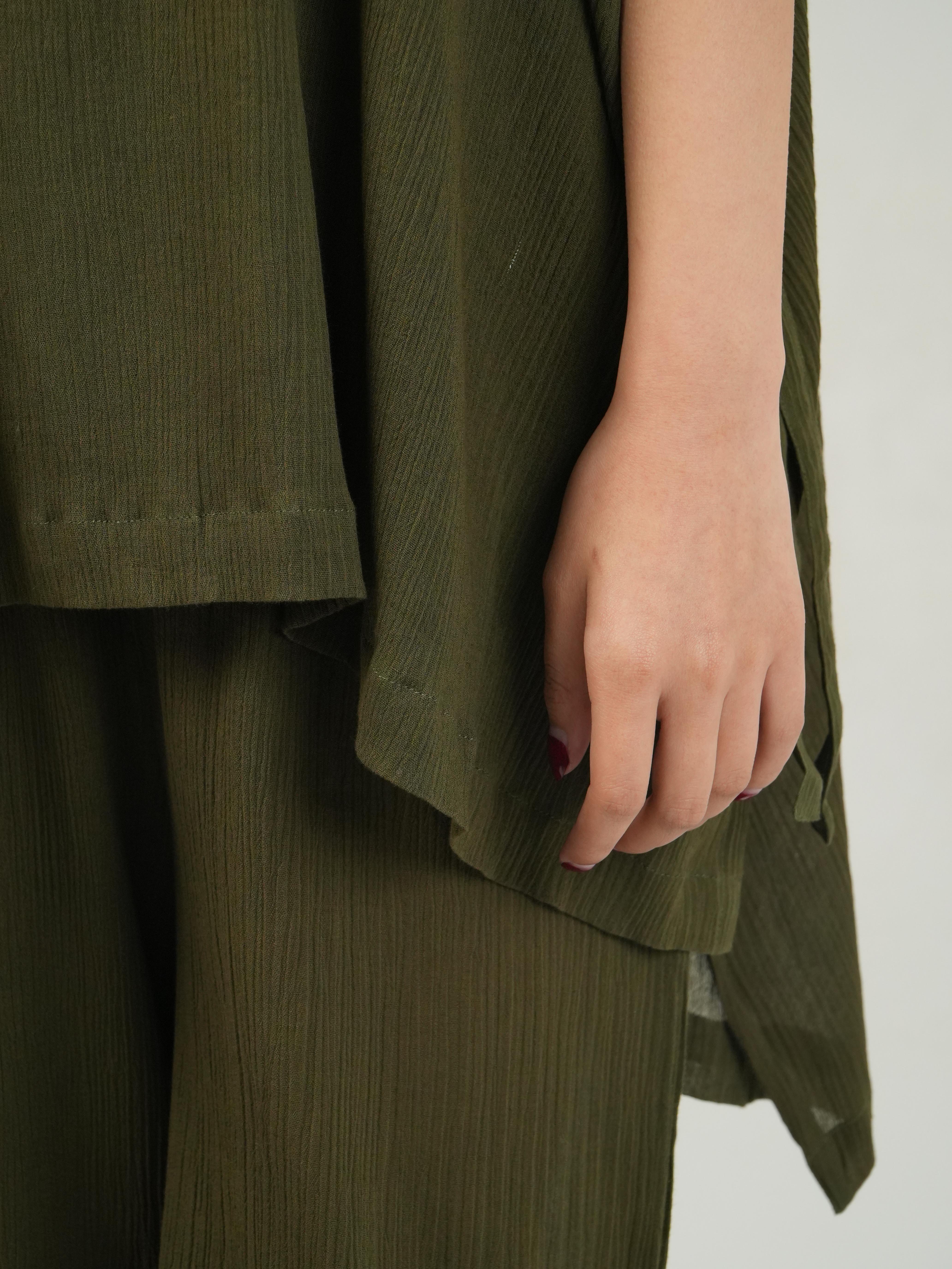 Vanshitaaz Olive Crinkled Cotton Co-ord