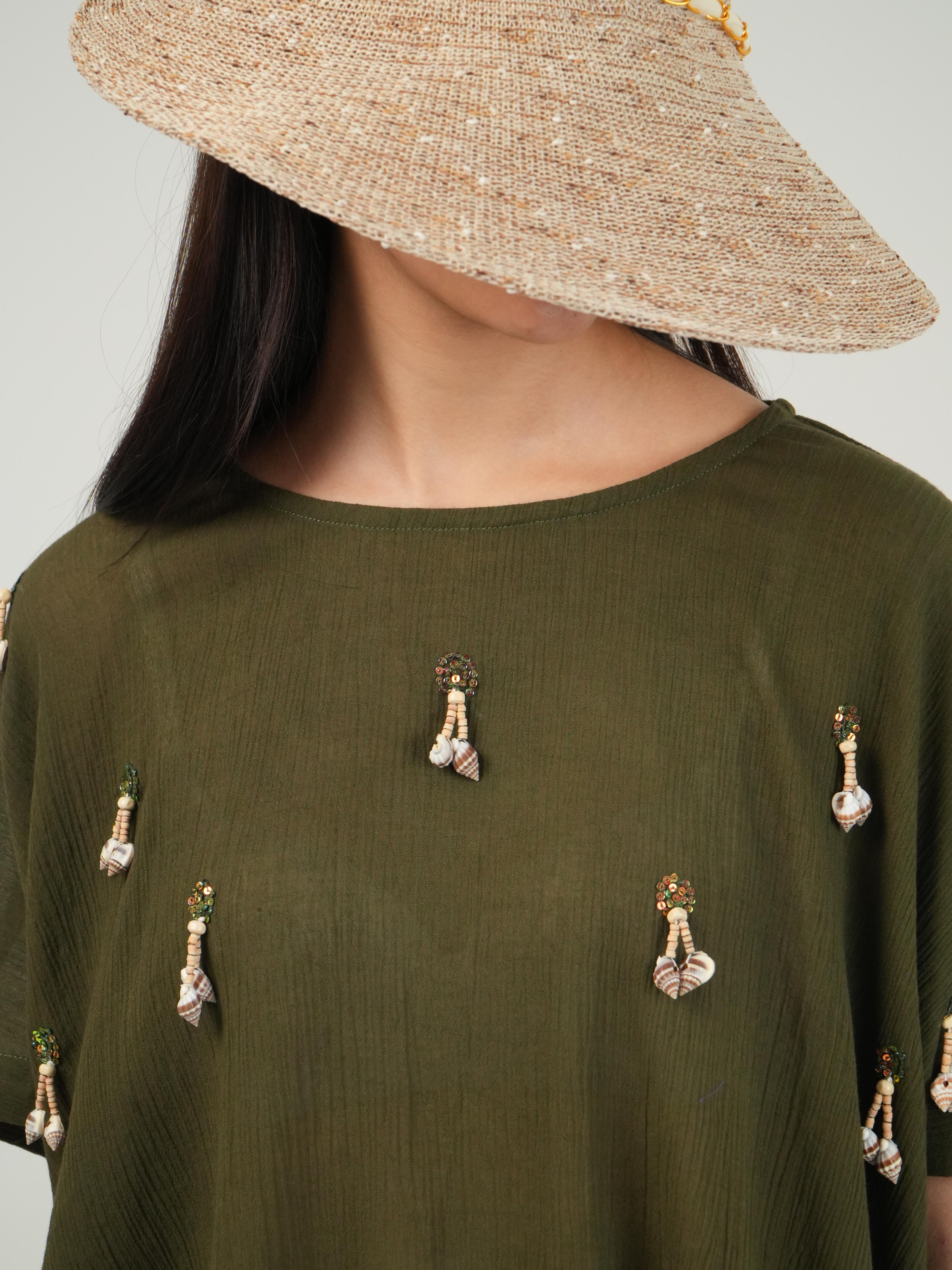 Vanshitaaz Olive Crinkled Cotton Co-ord