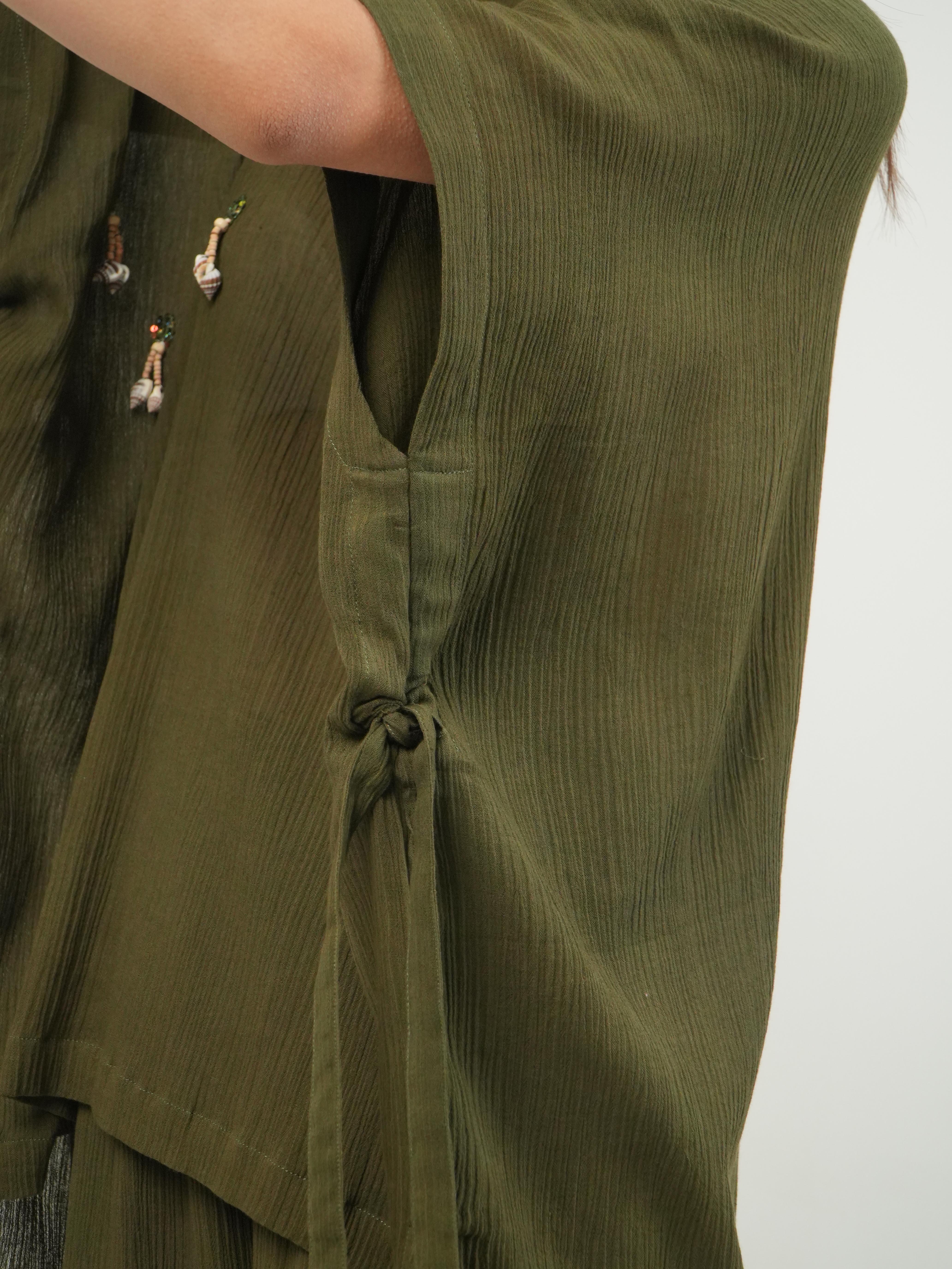Vanshitaaz Olive Crinkled Cotton Co-ord