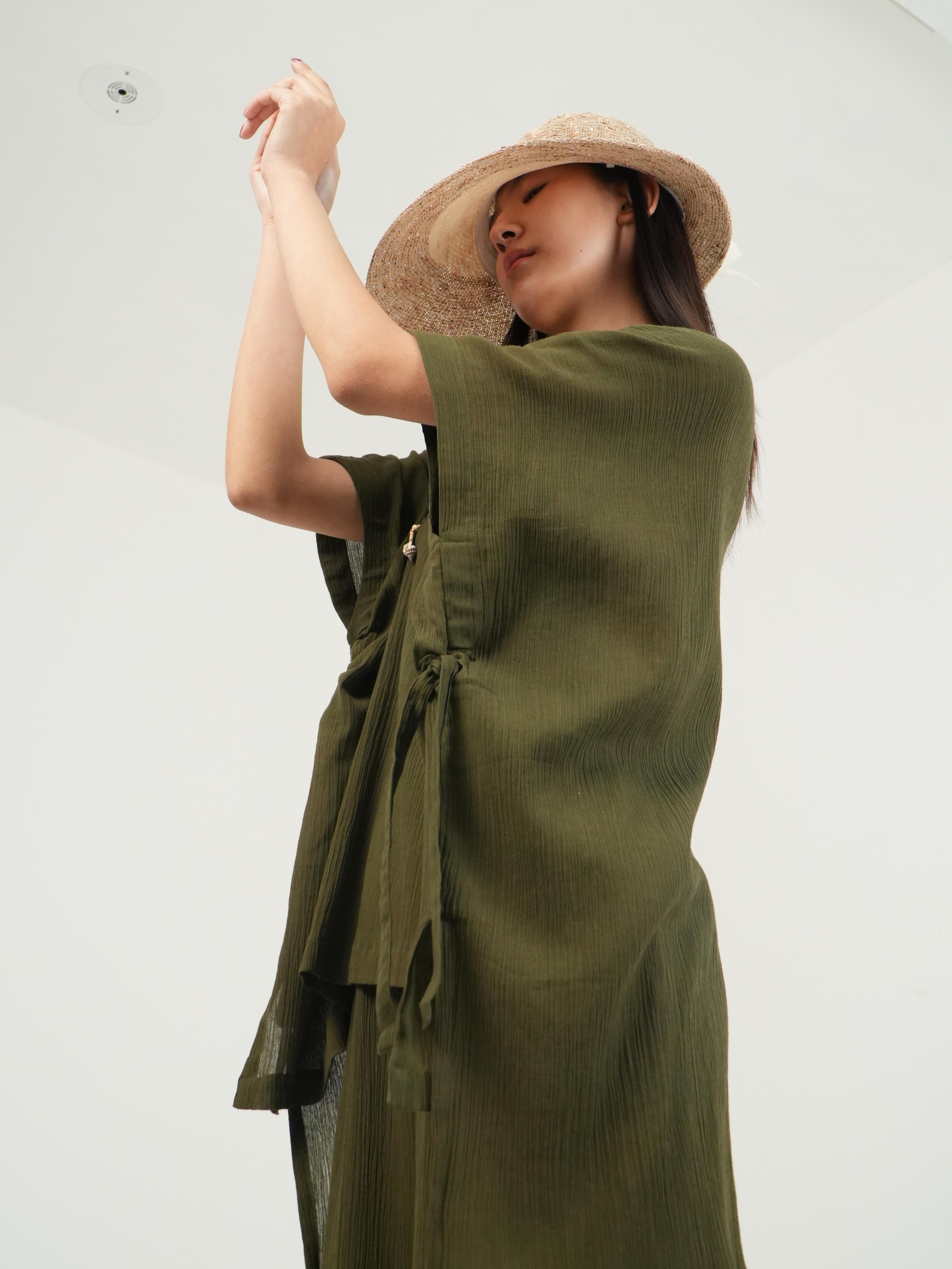 Vanshitaaz Olive Crinkled Cotton Co-ord