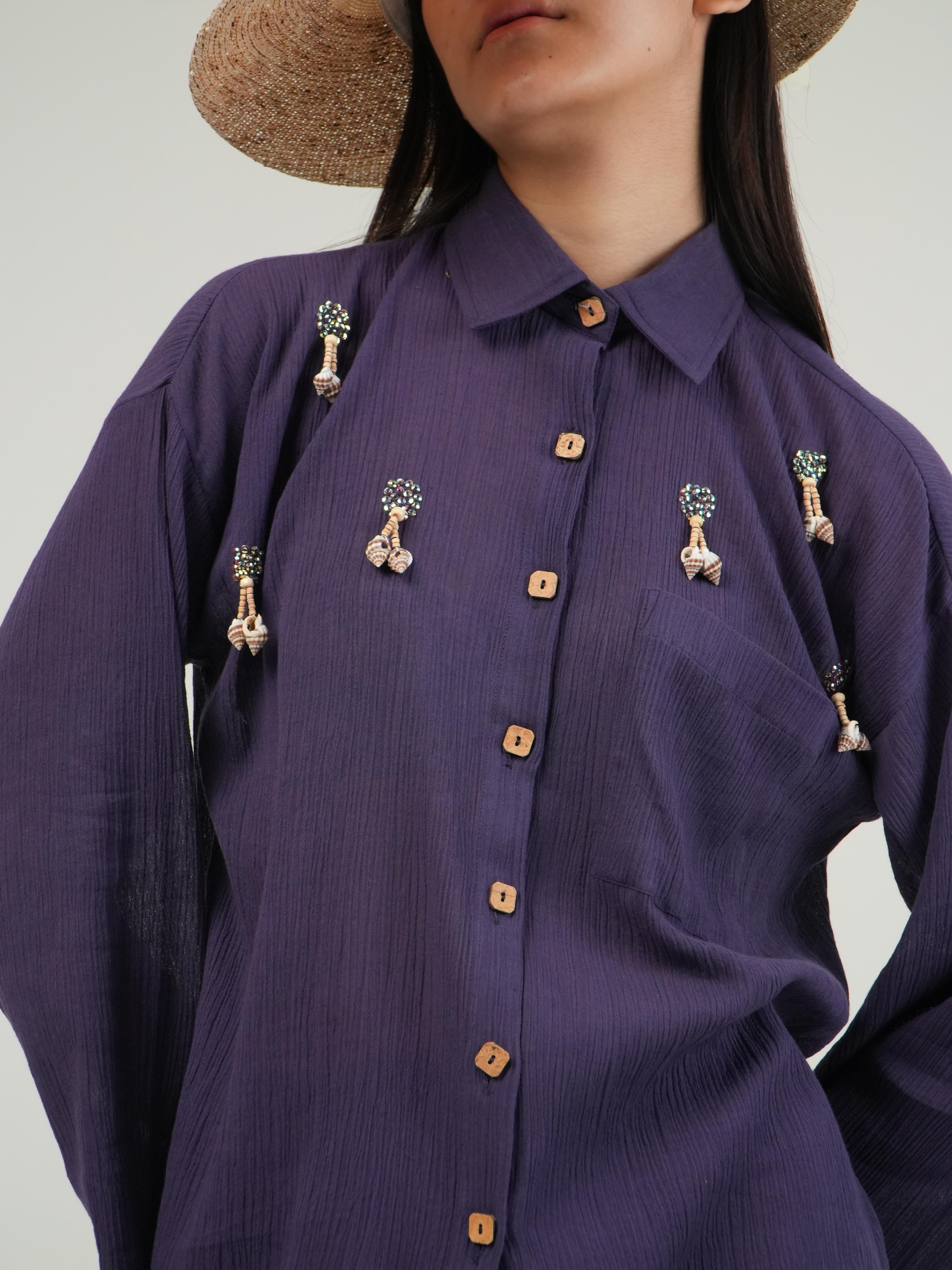 Vanshitaaz Mulberry Purple Crinkled Cotton Top
