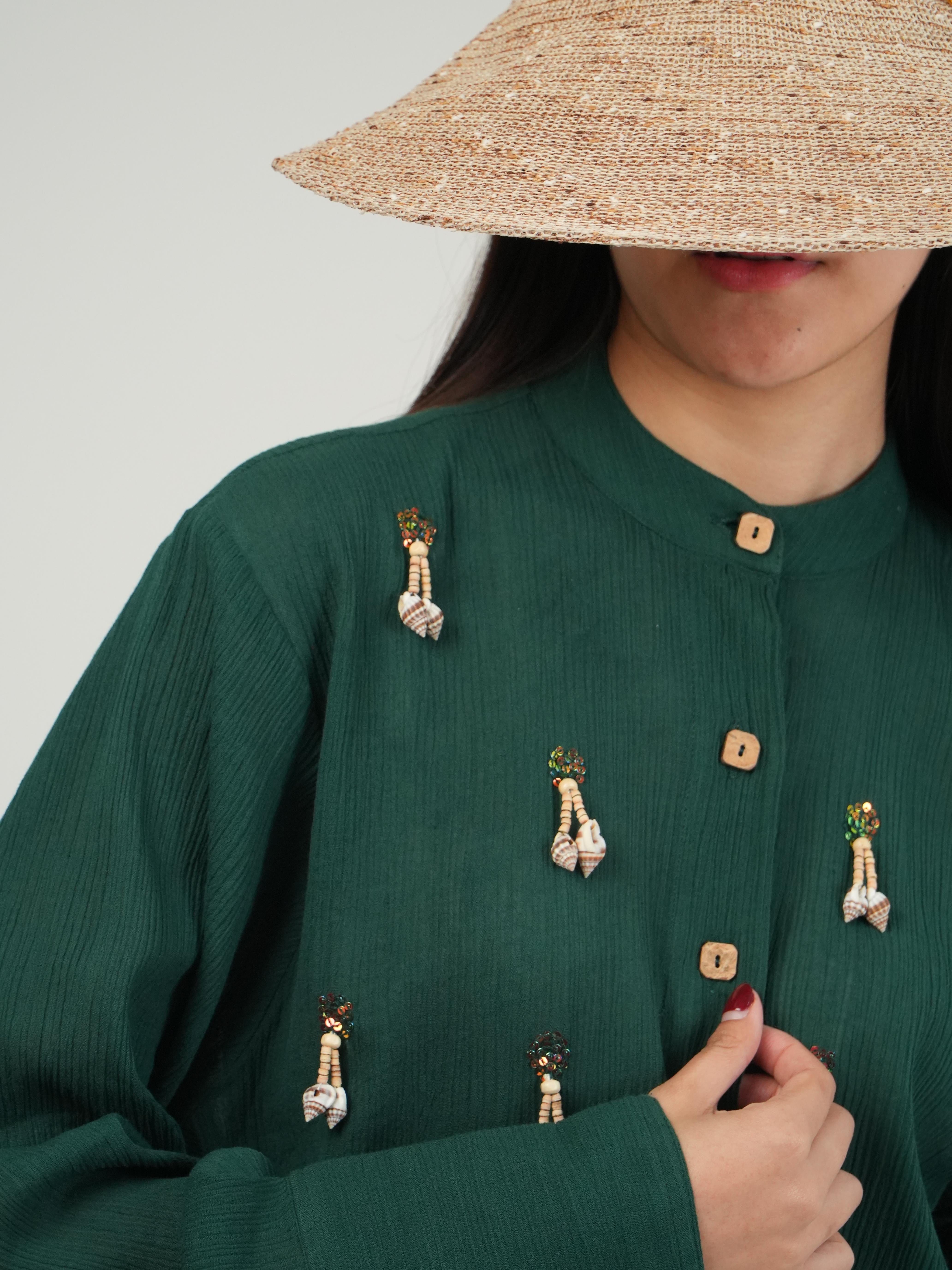 Vanshitaaz Racing Green Crinkled Cotton Co-ord