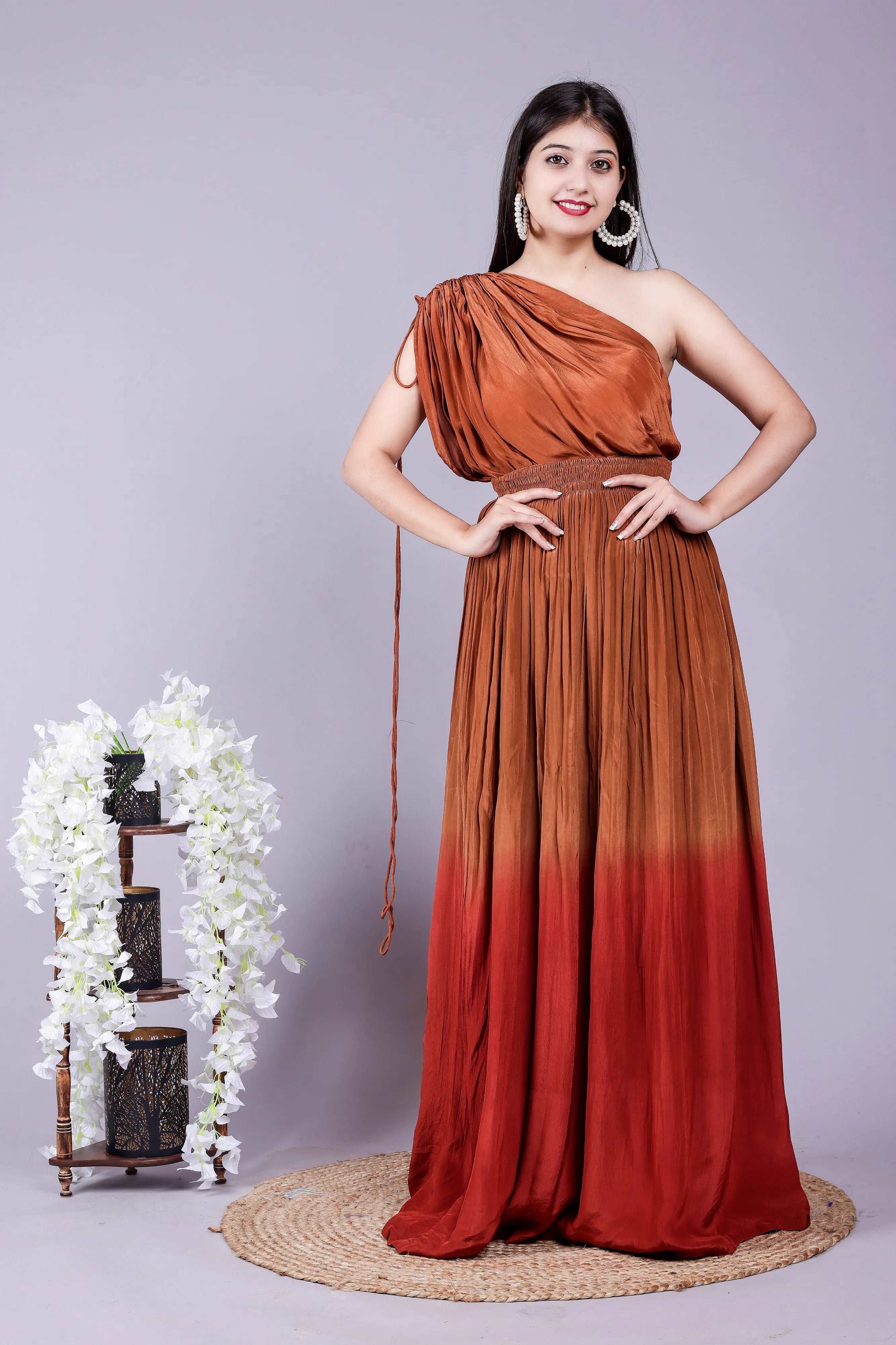One shoulder kaftan dress
