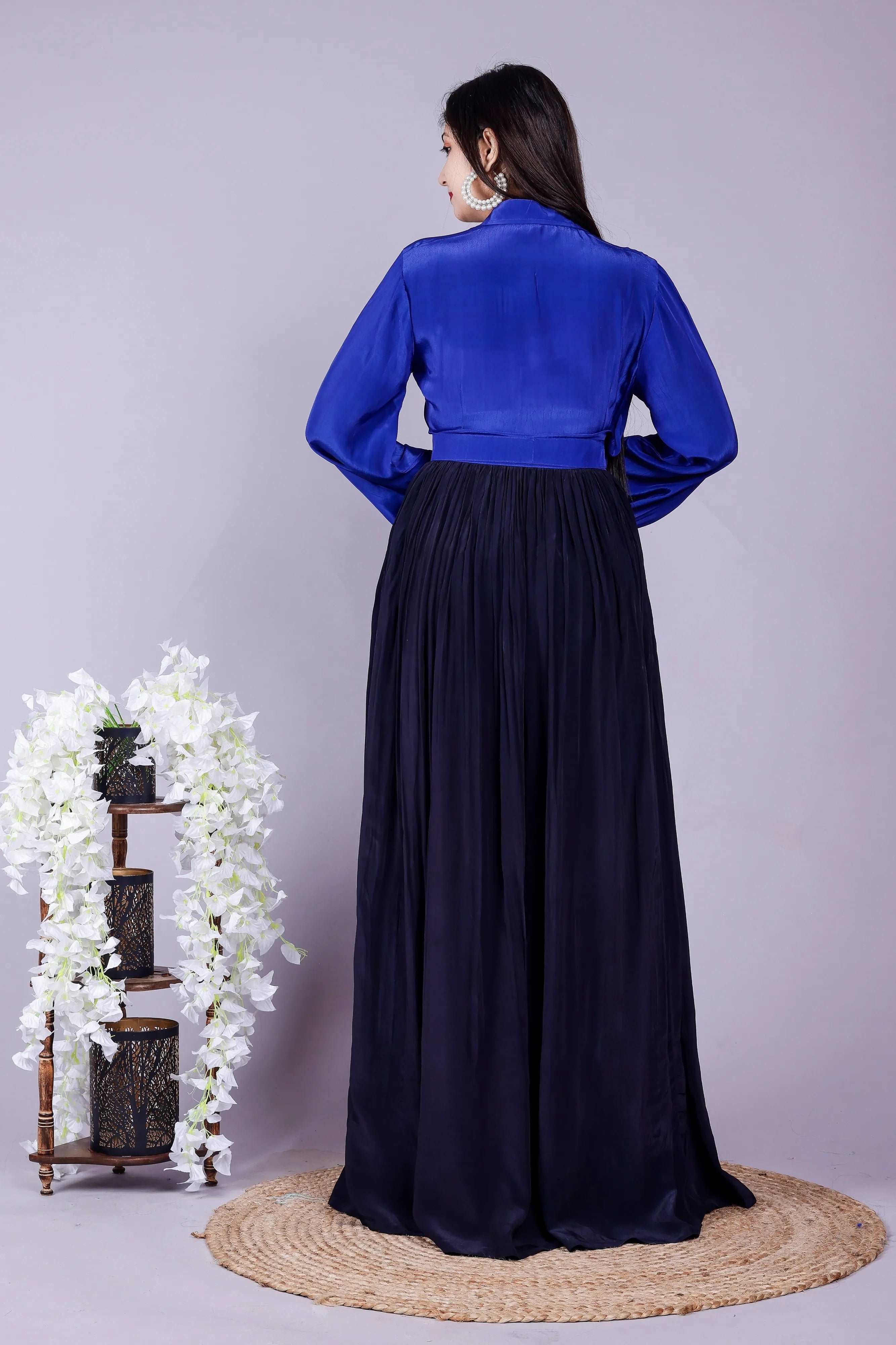 Blue-Black slit dress