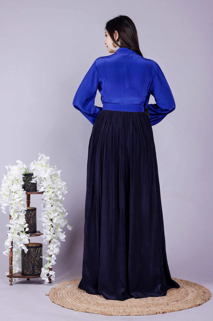 Blue-Black slit dress