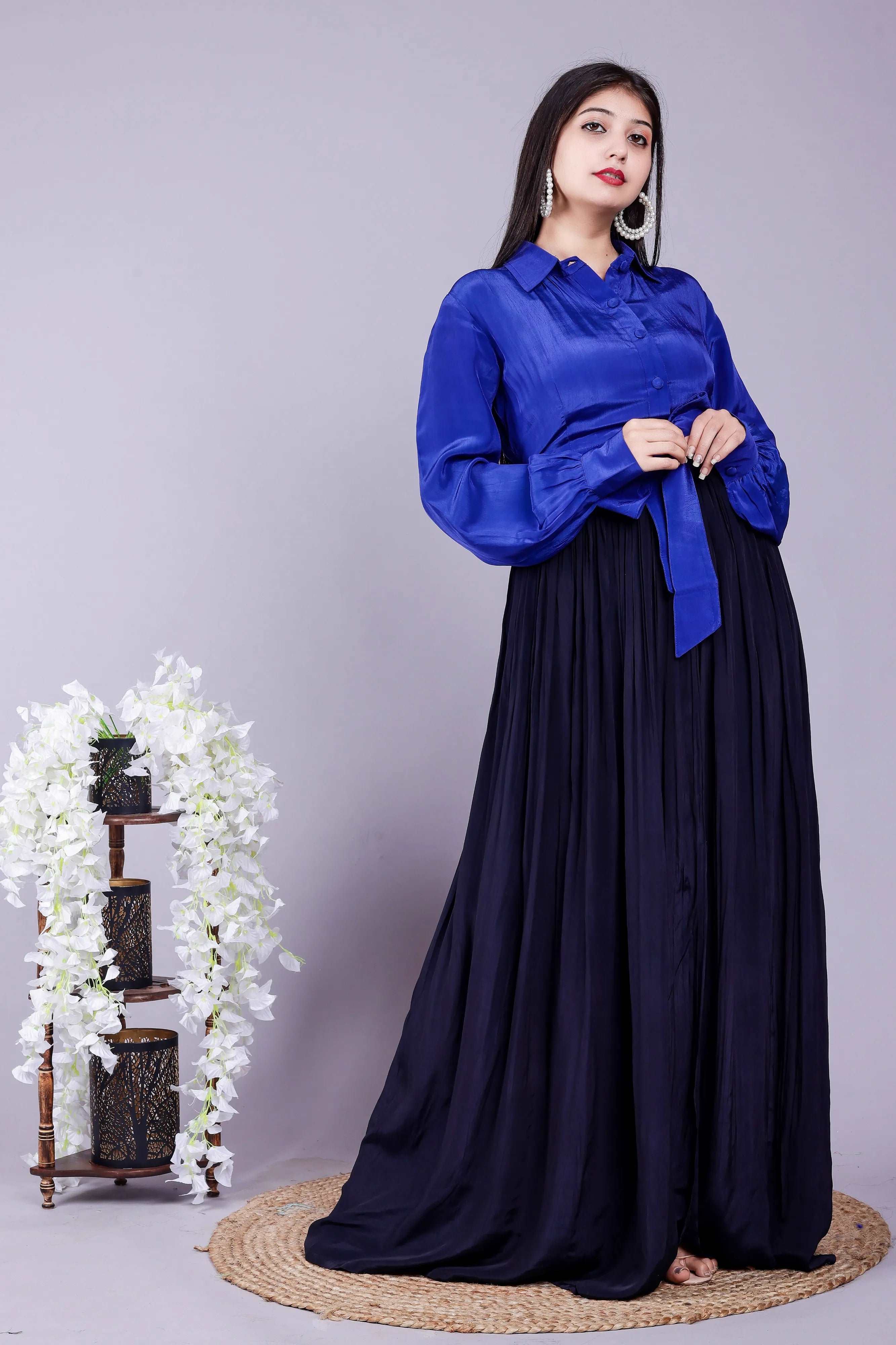 Blue-Black slit dress