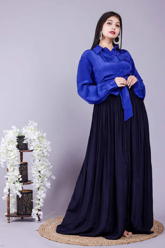 Blue-Black slit dress