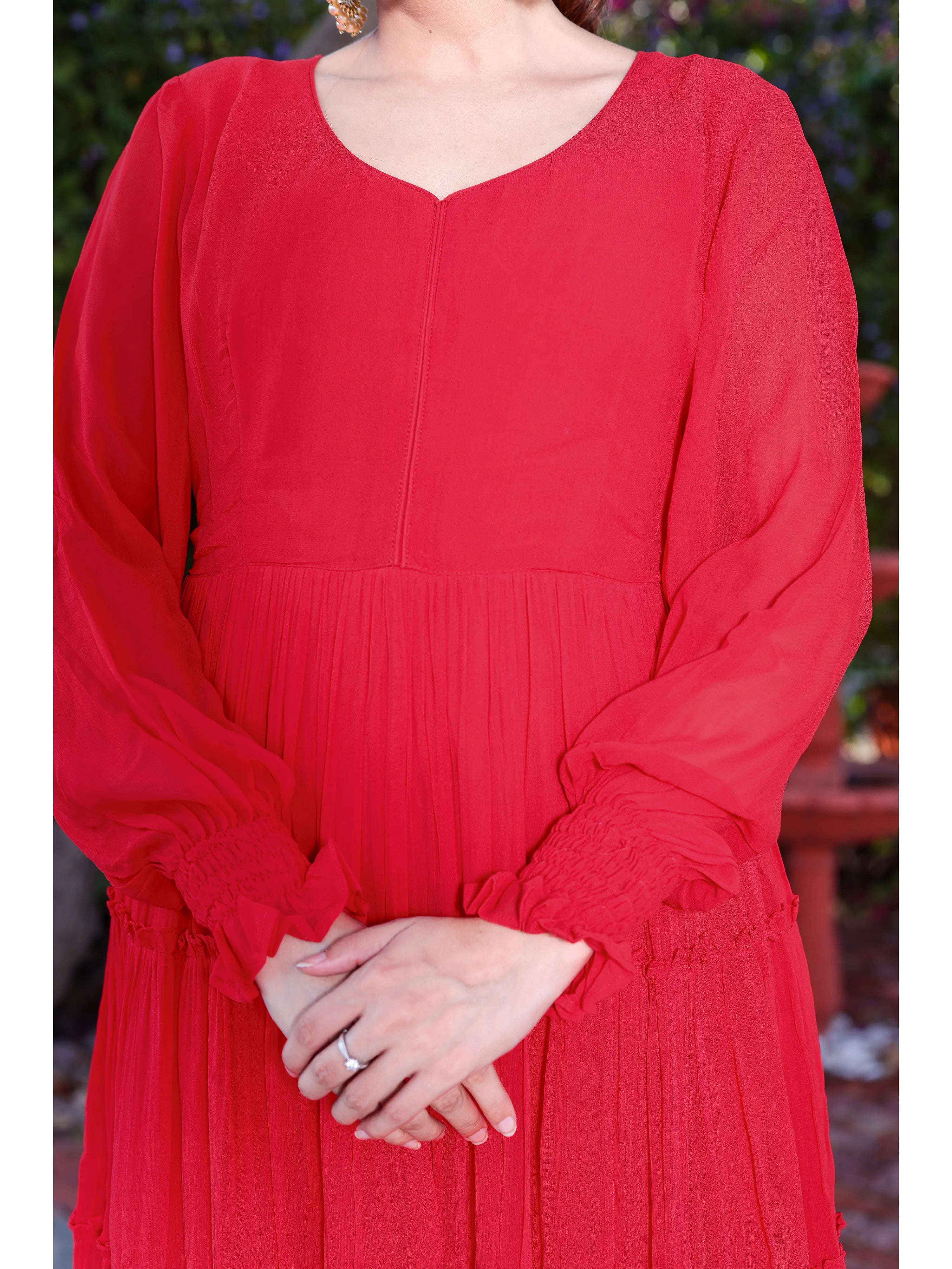 Georgette Red Long Gown