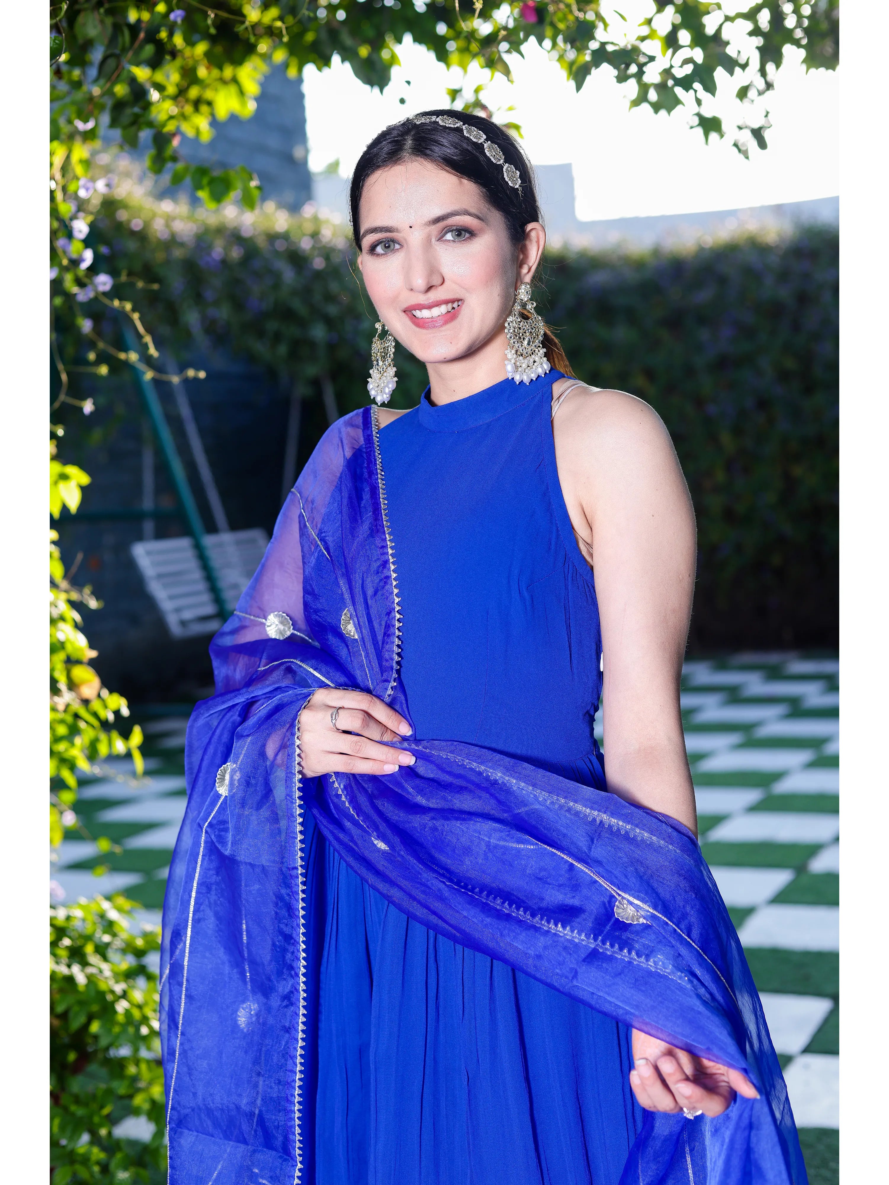 Cobalt Blue Peplum sharara set