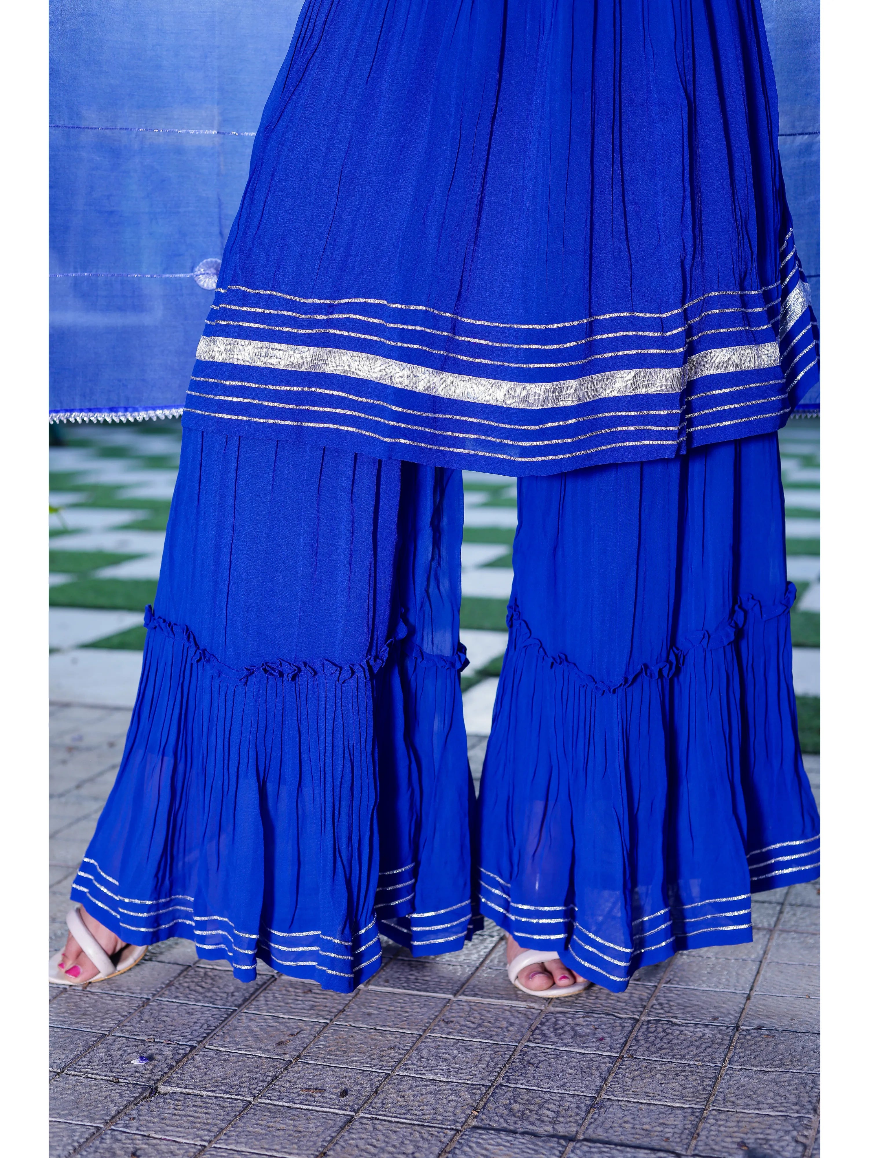 Cobalt Blue Peplum sharara set