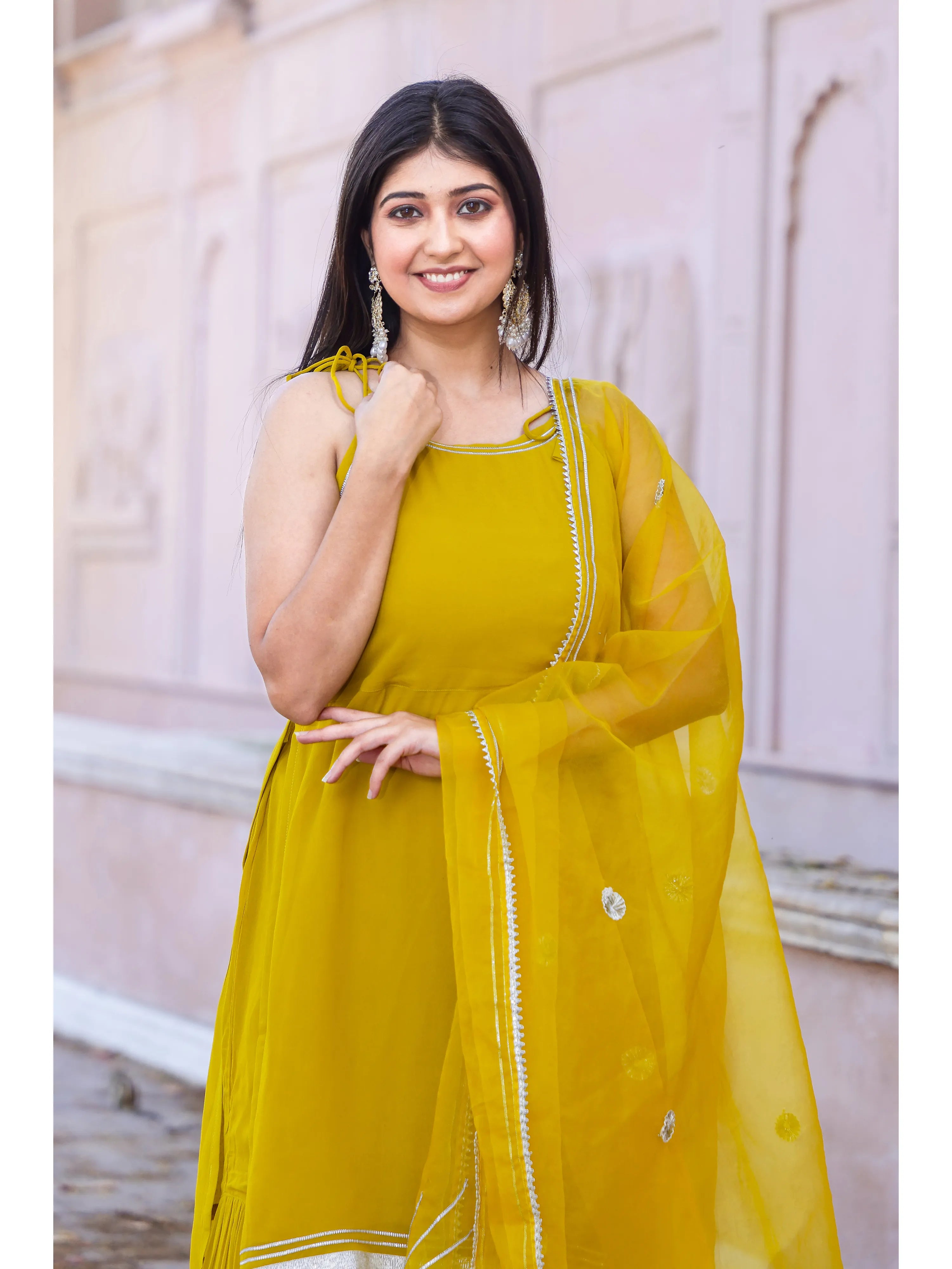 Georgette Short Kurti Sharara Dupatta Set