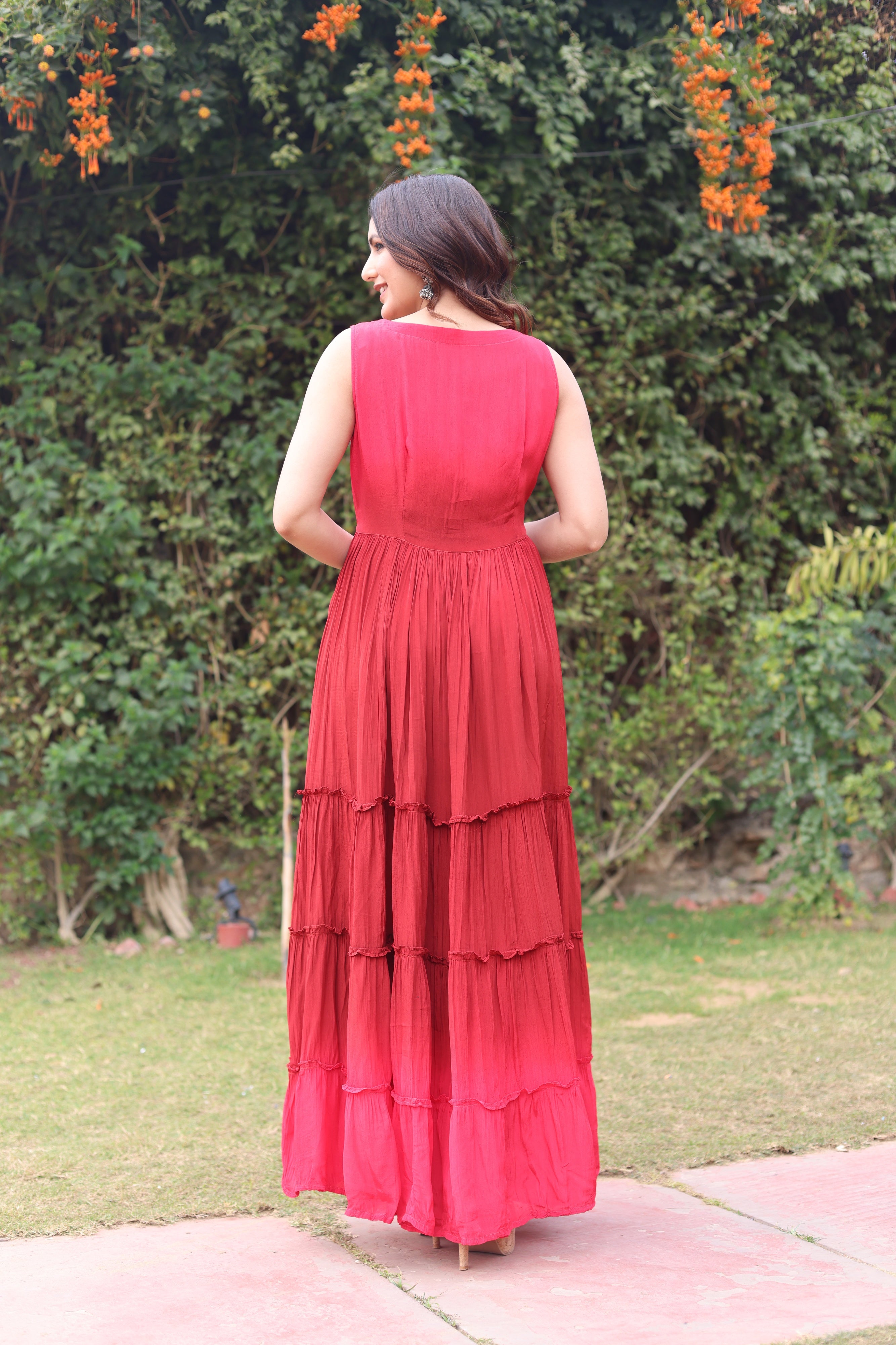 Tiered Full Length Ombre Dress