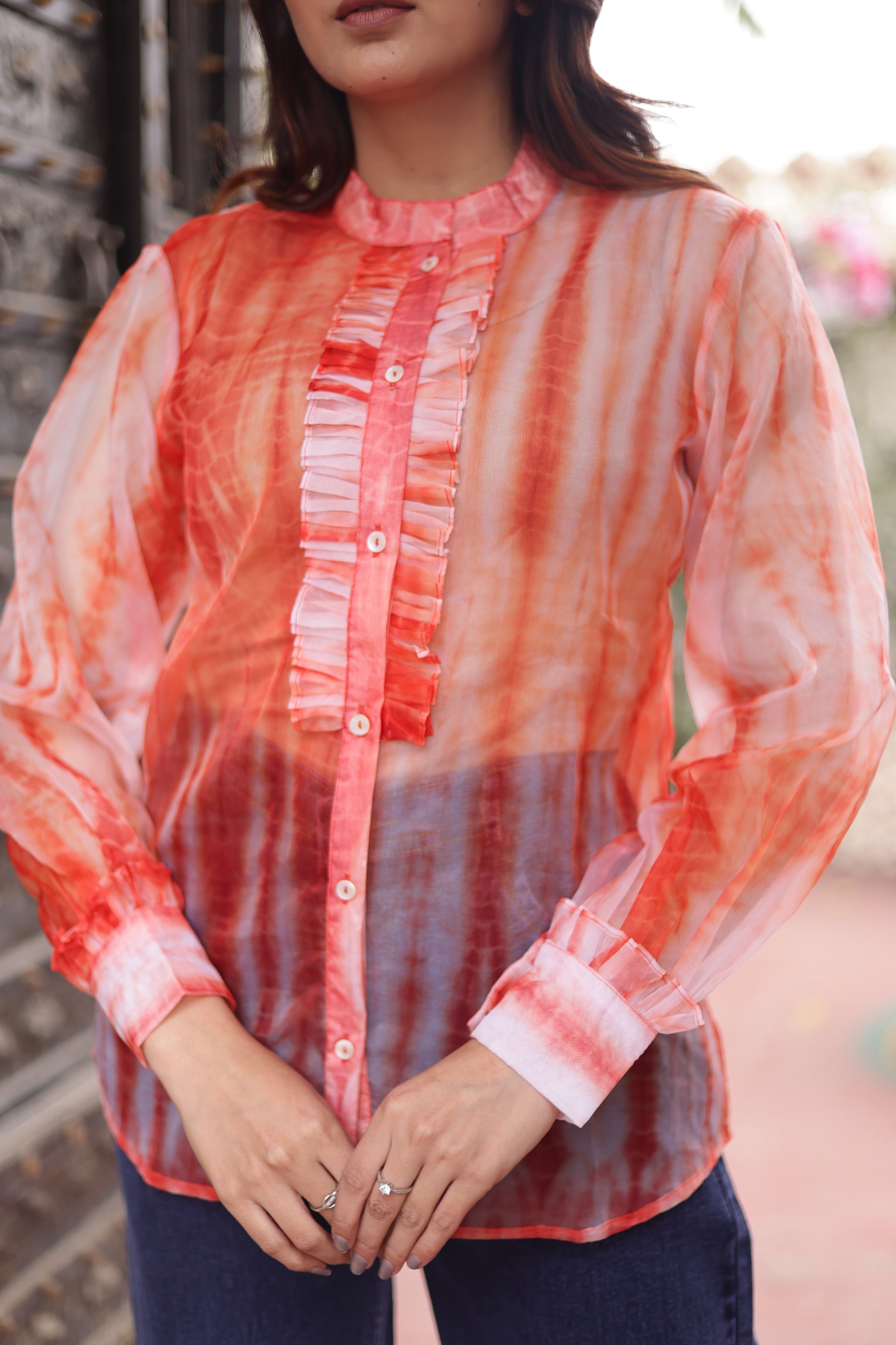 Orange tie-dye top