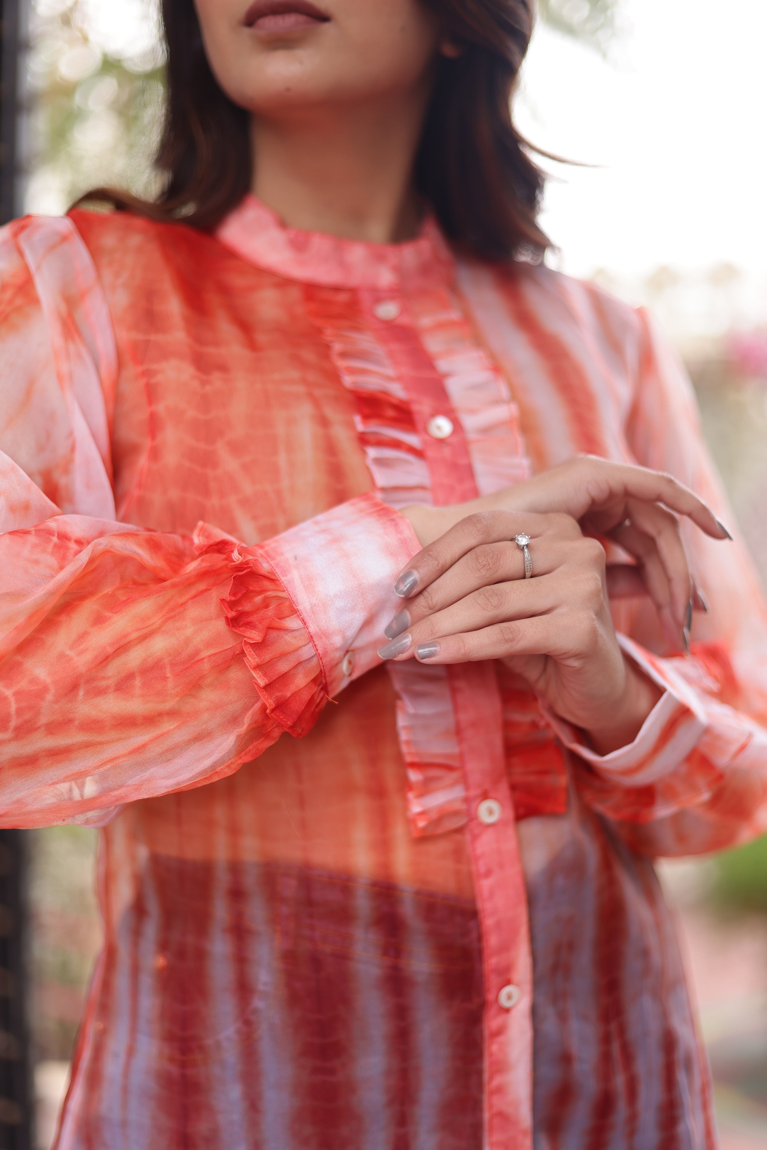 Orange tie-dye top