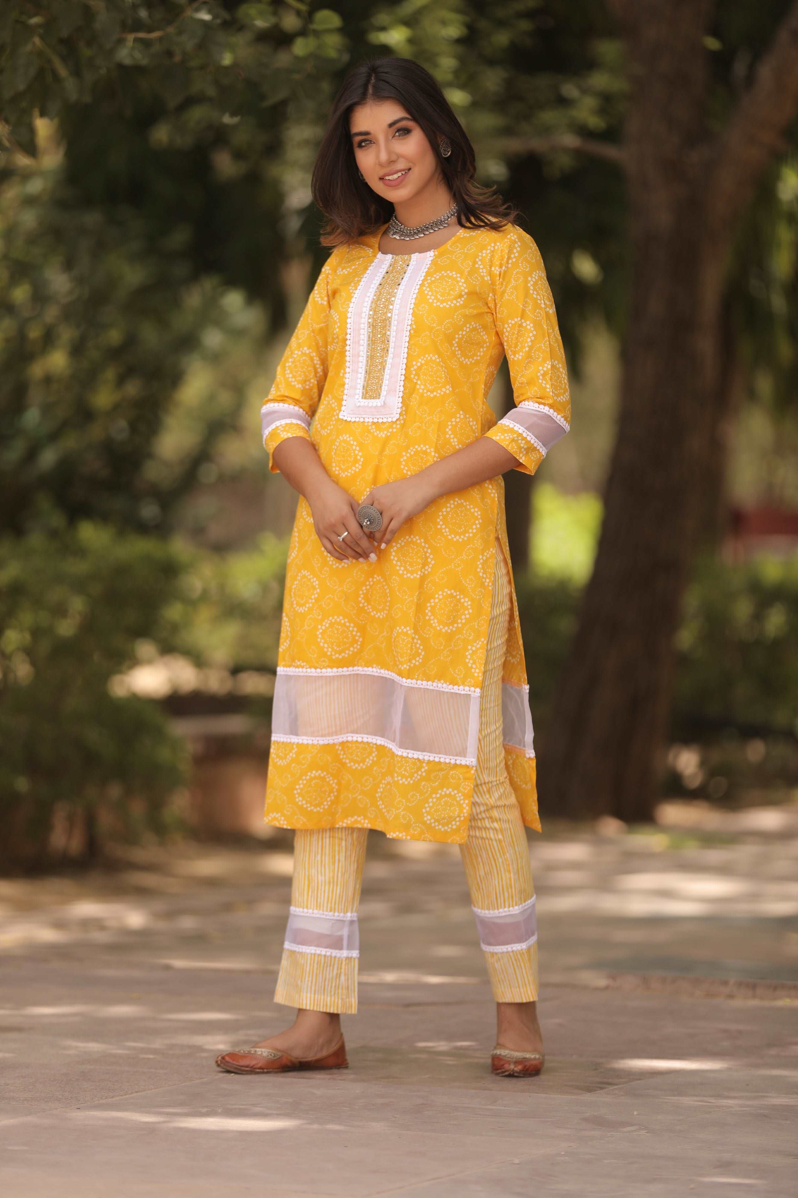 Cotton Yellow Kurta Pant