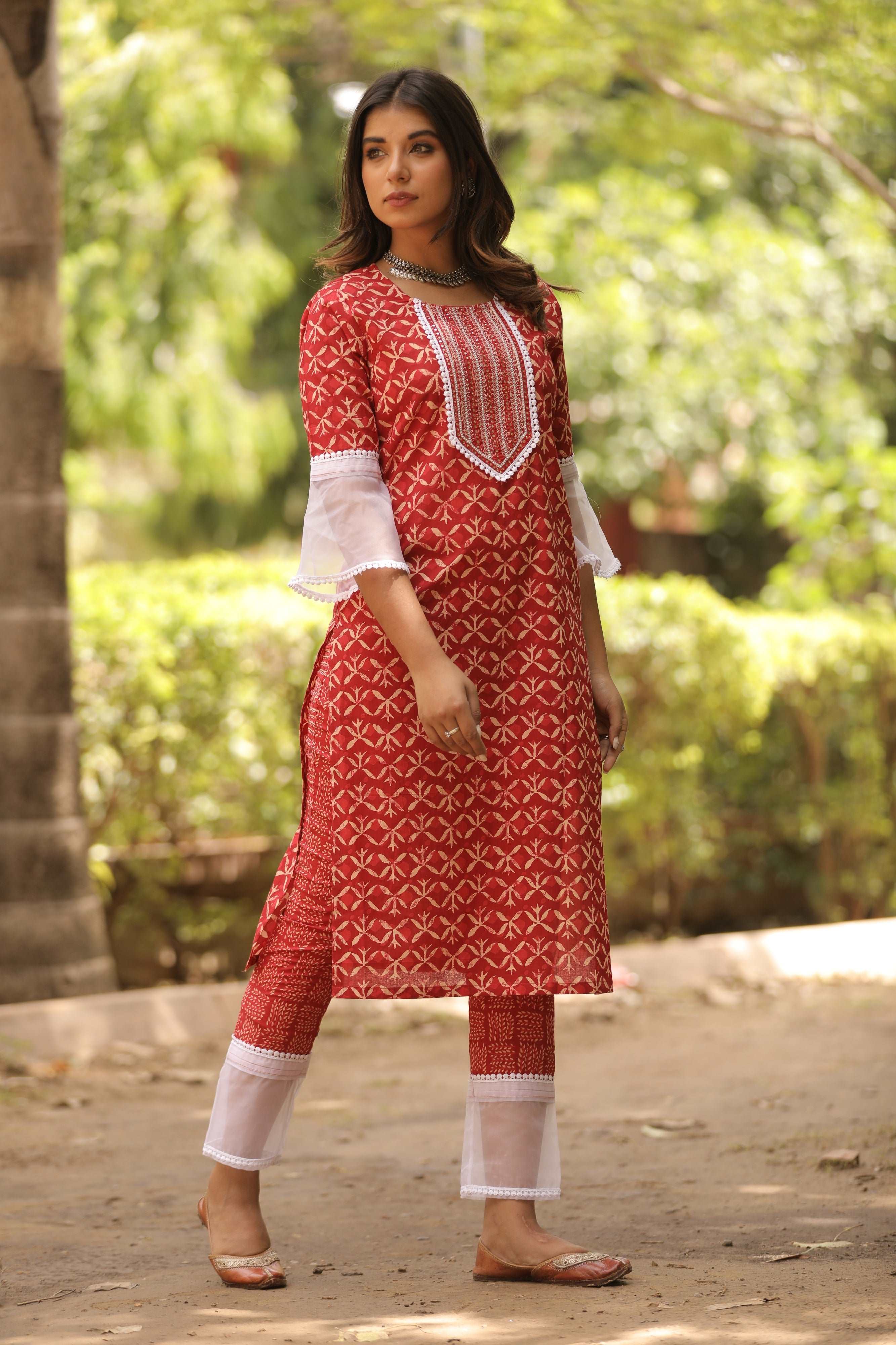 Red Cotton Kurta Pant