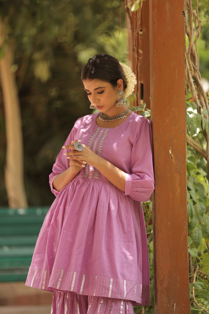 Lilac kurta sarara