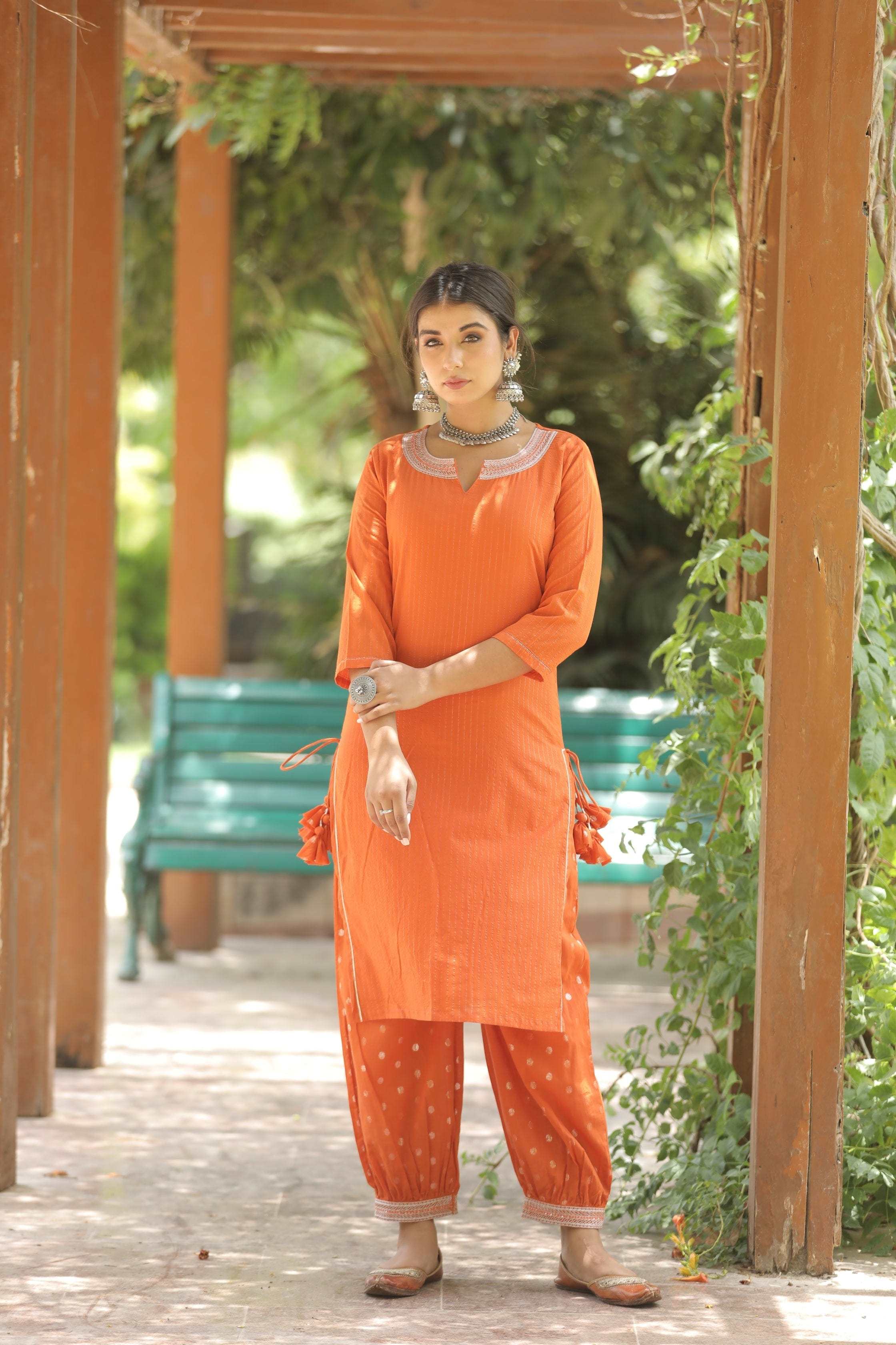 orange kurta afgani pant