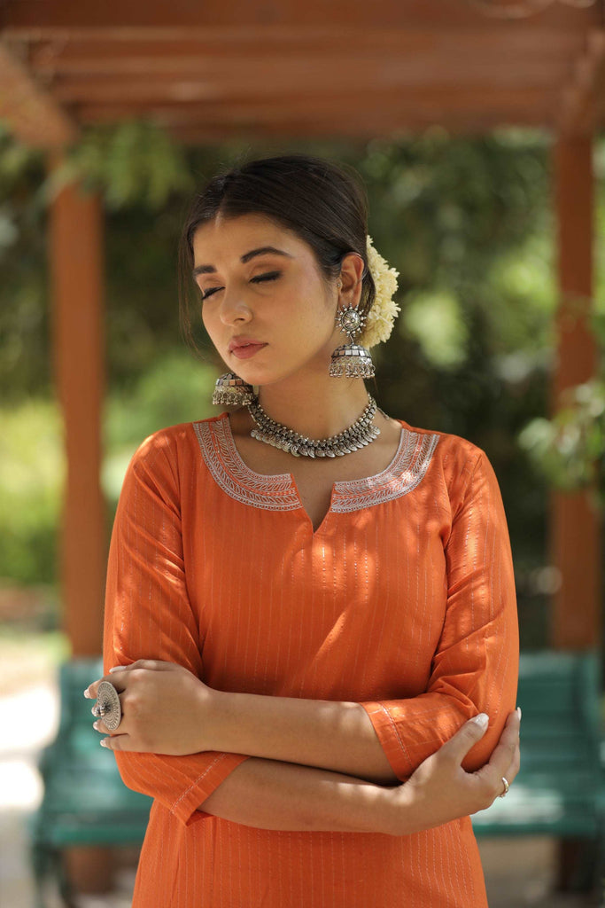 orange kurta afgani pant