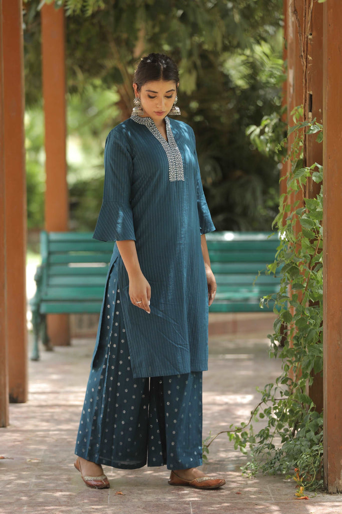 blue kurta plazo