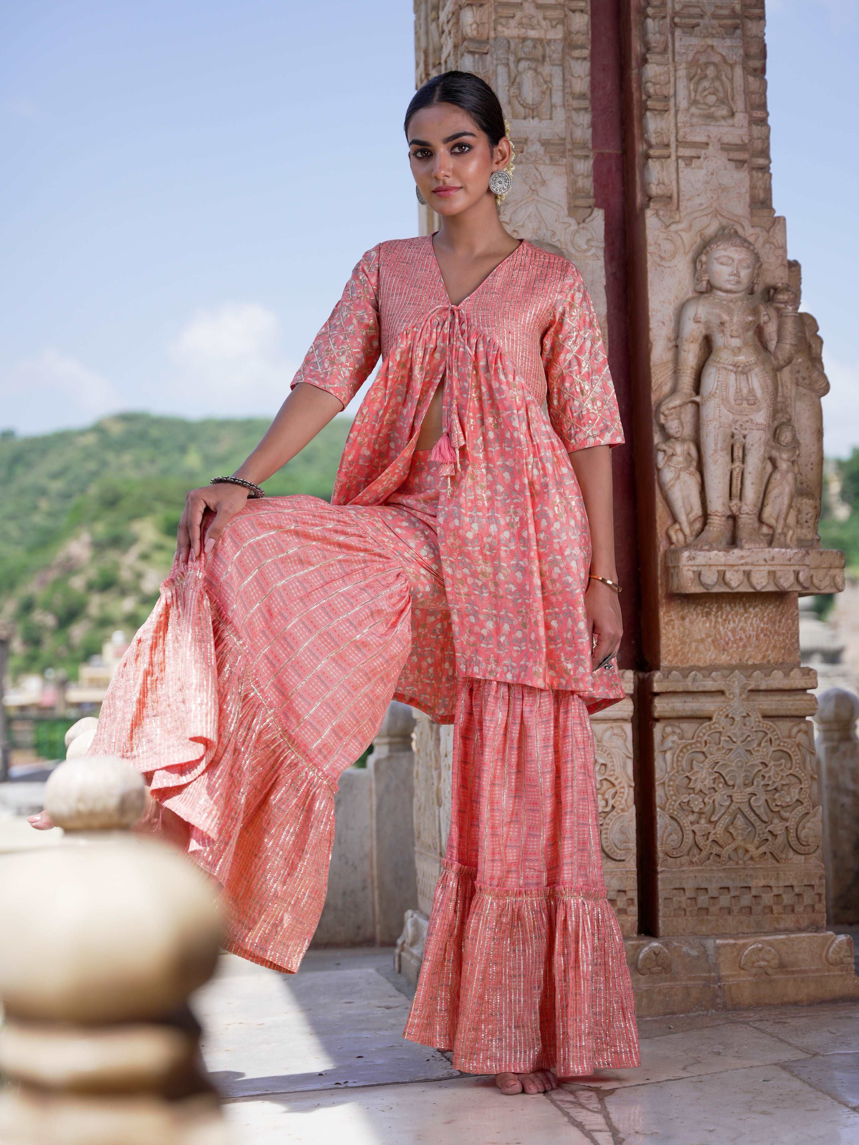 Gharara Peplum Set with Dupatta