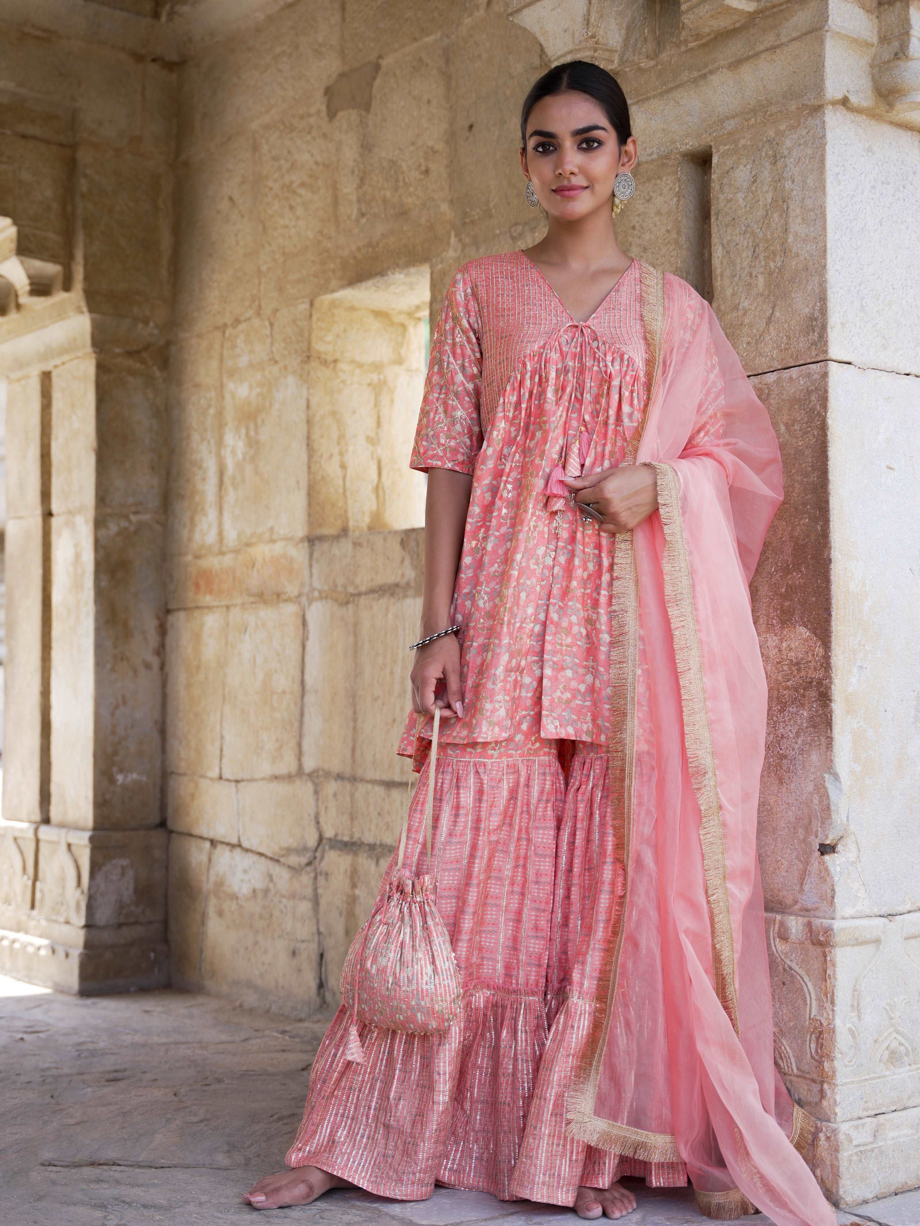 Gharara Peplum Set with Dupatta
